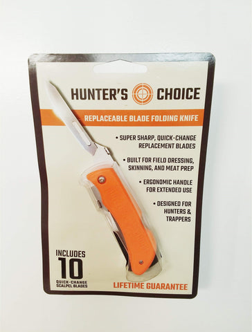 Hunter's Choice Replaceable Blade Folding Knife, w/ 10 Wiebe Wicked Sharp Blades and Carrying Case